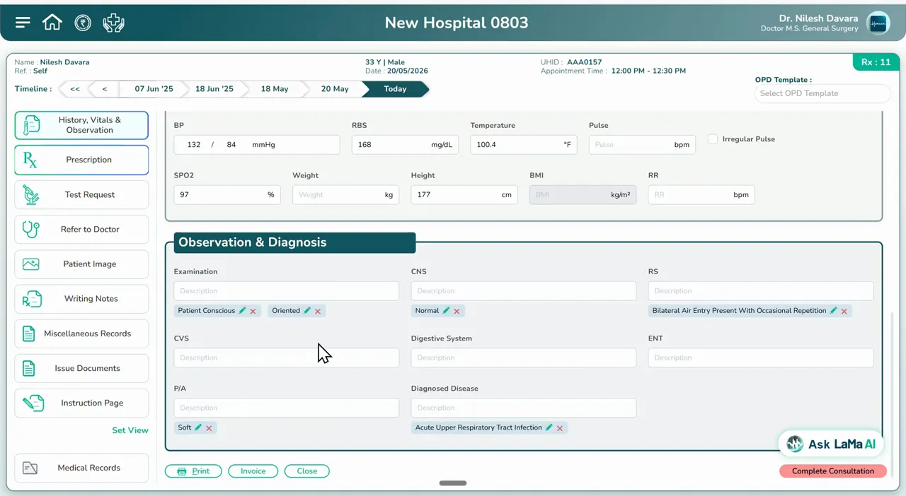 Watch: a doctor speaks a note in mixed Hindi and Gujarati — the AI fills the record